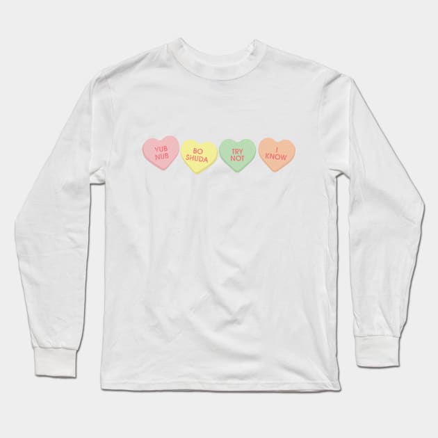 Sci Fi Movie Candy Hearts Long Sleeve T-Shirt by GloopTrekker